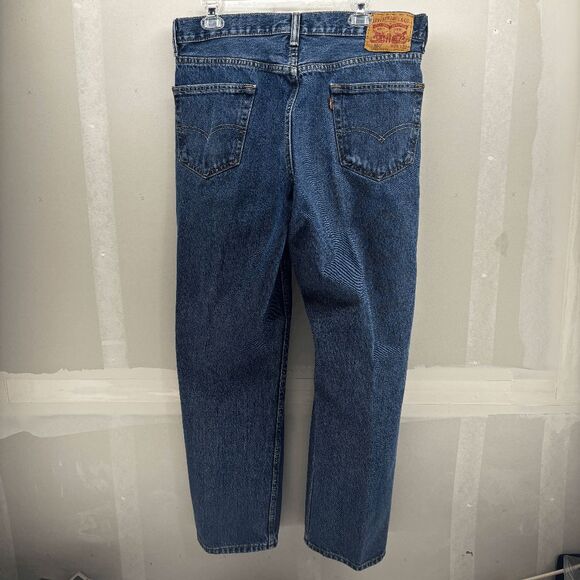 Levis Men's 550 Relaxed Fit 36x32 Dark Wash Blue Denim Jeans Faded - Picture 3 of 8